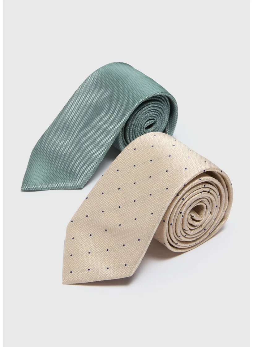 Matalan Taylor & Wright 2 Pack Polka Dot Texture Ties