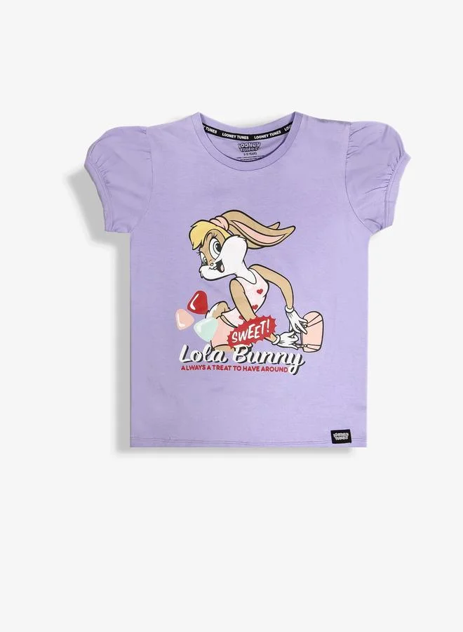 Looney Tunes Graphic Print Round Neck Fashion T-shirt