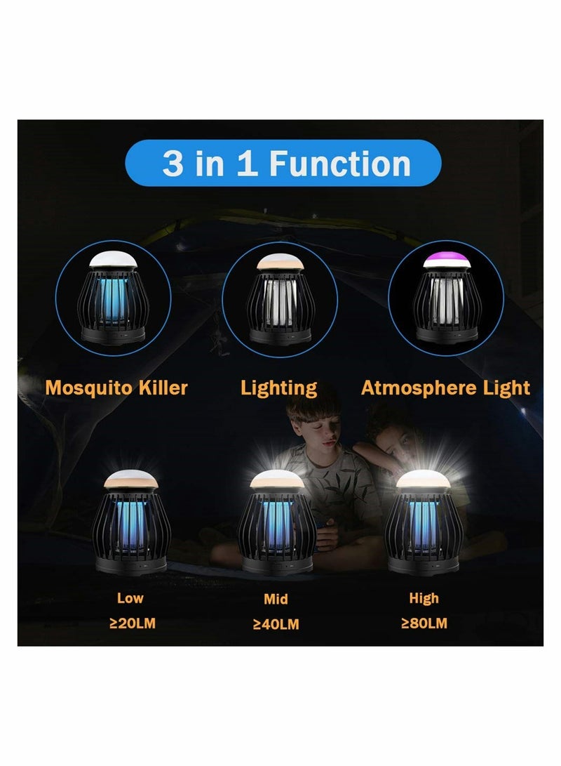 SYOSI Mosquito Killer Lamp, Electricity UV Trap 3 Lighting Modes Bug Zapper, USB Rechargeable Mosquito Zapper with 8-Color Breathing RGB Light for Indoor and outdoor - Image 3