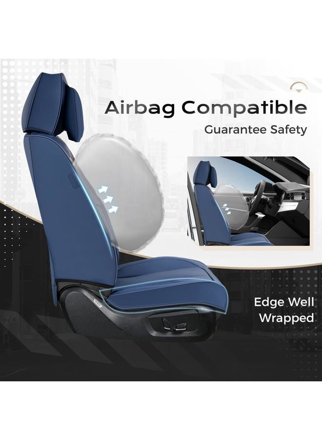 Coverado Seat Covers Full Set, 5 Seats Seat Covers for Cars, Waterproof Nappa Leather Car Seat Covers with Head Pillow, Seat Protectors Car Seat Cushion Universal Fit for Most Cars (Blue) - Image 5