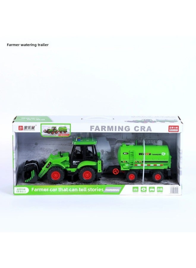 Baolexing Children's Car Toy Children's Toy Car Suit Birthday Gift Huili Car Toy Train-Color:Farmer Watering Trailer#5884  - Image 1