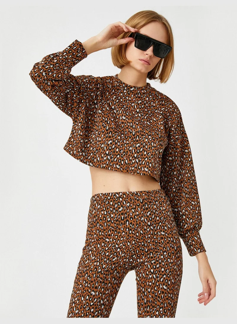 KOTON Leopard Crop Sweater