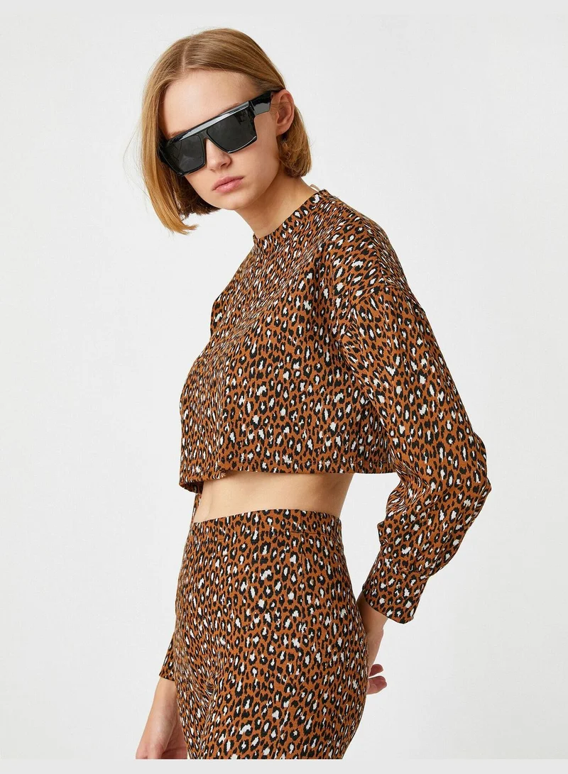 KOTON Leopard Crop Sweater