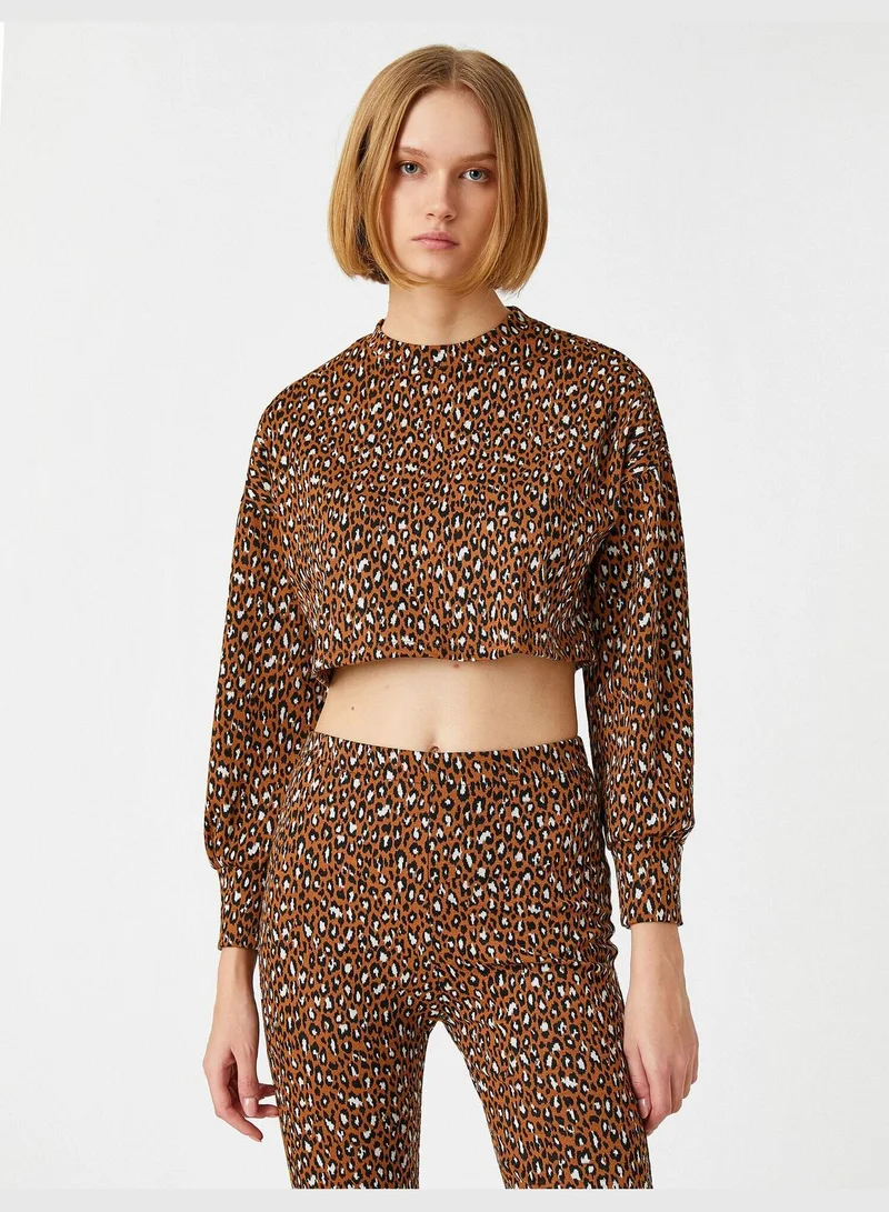 KOTON Leopard Crop Sweater