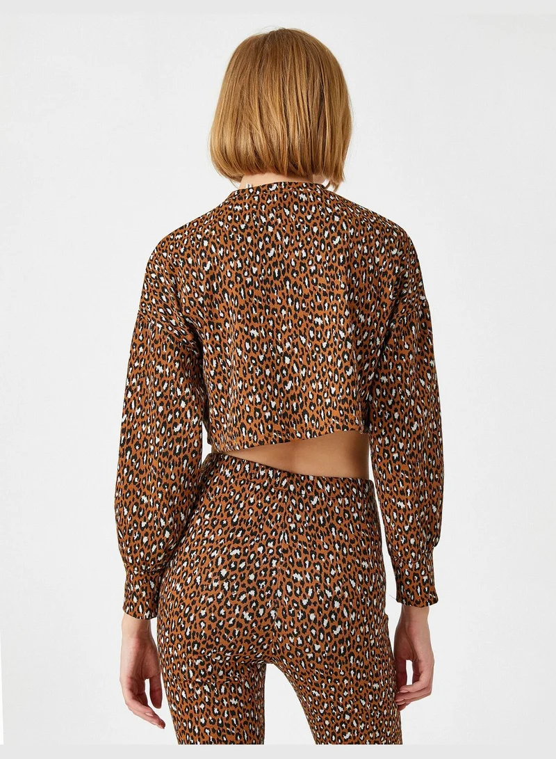 KOTON Leopard Crop Sweater