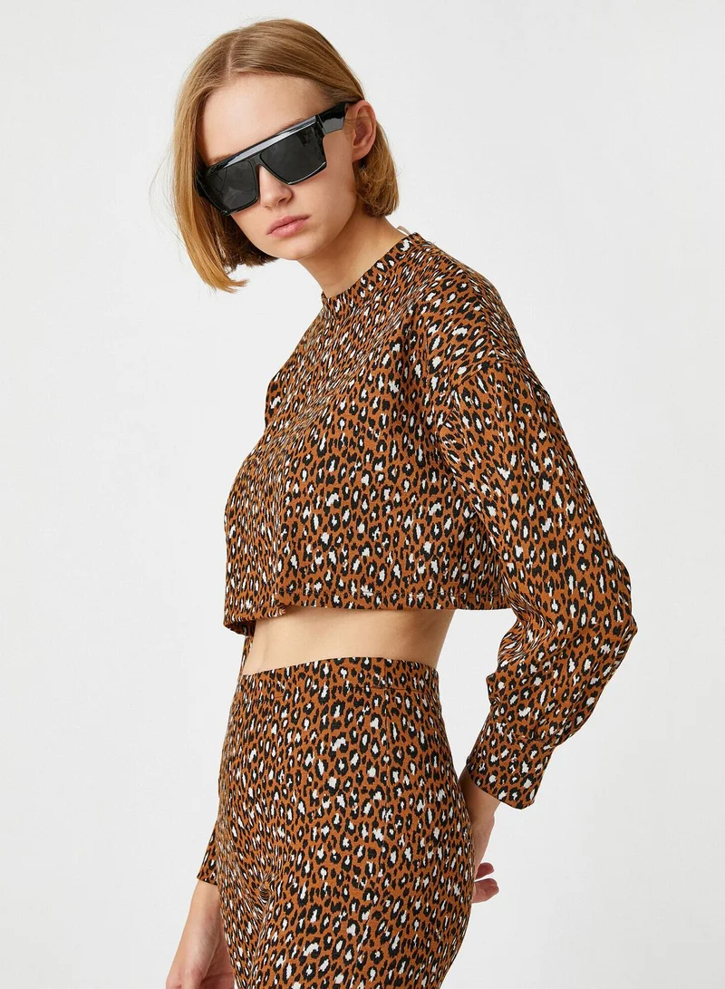 KOTON Leopard Crop Sweater