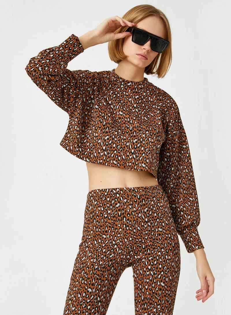 KOTON Leopard Crop Sweater