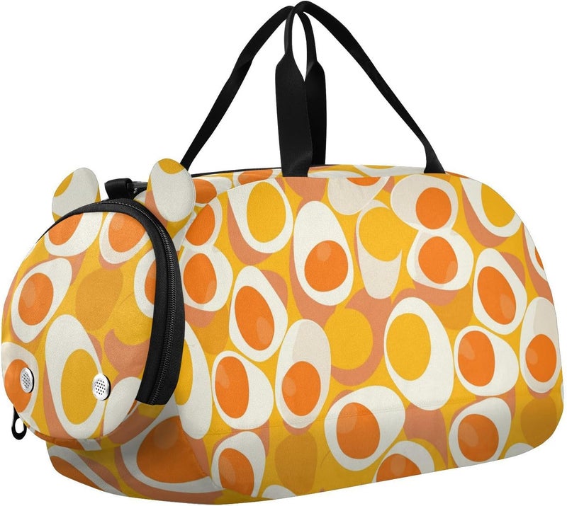 Boiled Eggs Canyon Orange Girl's Gym Duffel Bag with Shoes Compartment Lightweight Travel Duffel Bag for Travel, Swimming, Dance, Ballet - Image 1