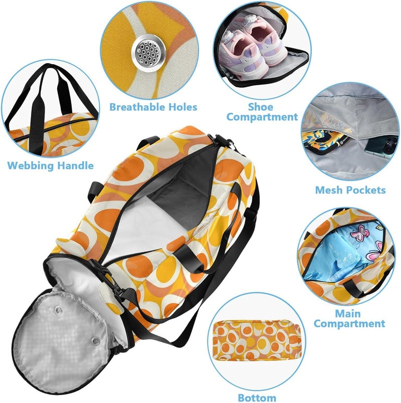Boiled Eggs Canyon Orange Girl's Gym Duffel Bag with Shoes Compartment Lightweight Travel Duffel Bag for Travel, Swimming, Dance, Ballet - Image 4