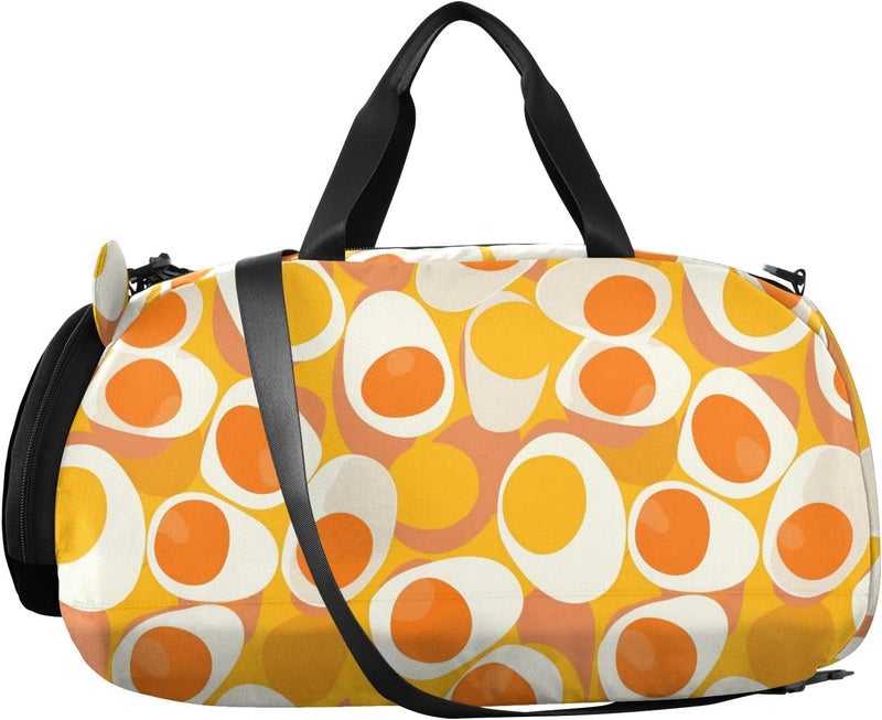 Boiled Eggs Canyon Orange Girl's Gym Duffel Bag with Shoes Compartment Lightweight Travel Duffel Bag for Travel, Swimming, Dance, Ballet - Image 2