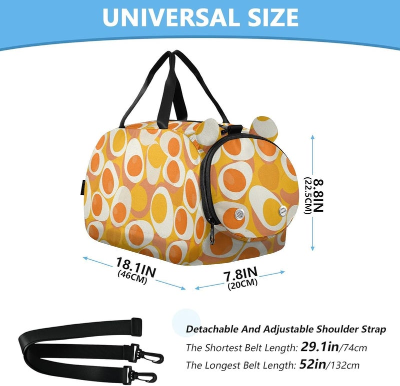 Boiled Eggs Canyon Orange Girl's Gym Duffel Bag with Shoes Compartment Lightweight Travel Duffel Bag for Travel, Swimming, Dance, Ballet - Image 3