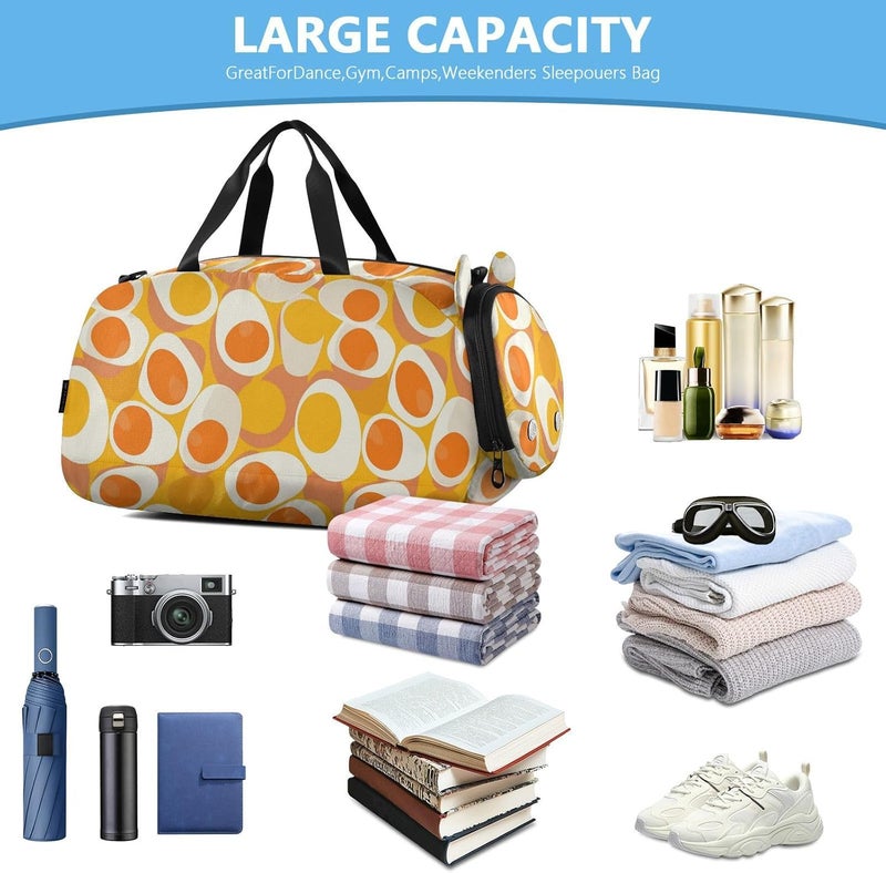 Boiled Eggs Canyon Orange Girl's Gym Duffel Bag with Shoes Compartment Lightweight Travel Duffel Bag for Travel, Swimming, Dance, Ballet - Image 5