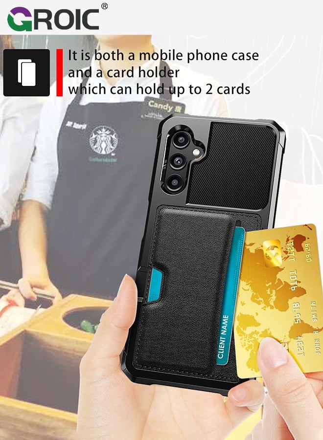 GROIC Design for Samsung Galaxy S24 6.1 Inch Wallet Case, Back Built-In Metal Magnetic Iron for Car, Card Holder Slots Shockproof Protective Cover Hybrid Heavy Duty Hard Luxury Phone Shell - Image 5