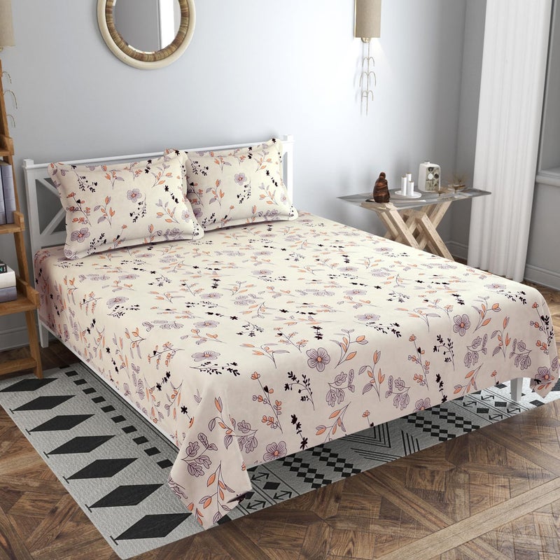 BSB HOME 350TC Glace Cotton AC Comforter Set King Size Double Bed with 1 Flat bedsheet & Two King Pillow Covers, 4 Pieces Bedding Set (90x90 inch, Brown & Beige) - Image 2