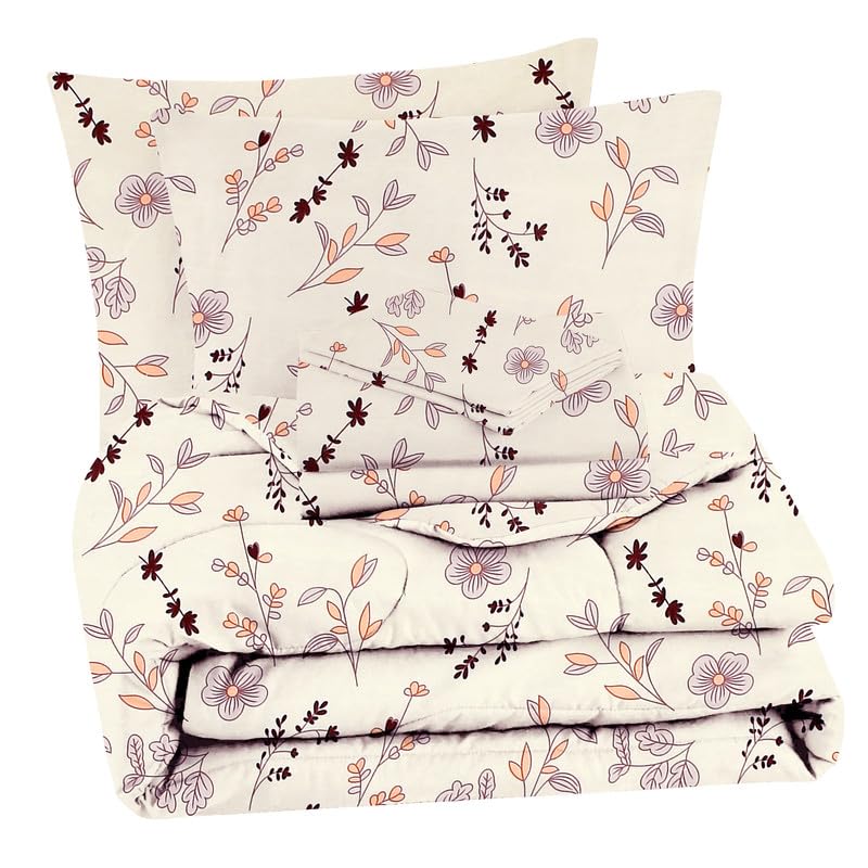 BSB HOME 350TC Glace Cotton AC Comforter Set King Size Double Bed with 1 Flat bedsheet & Two King Pillow Covers, 4 Pieces Bedding Set (90x90 inch, Brown & Beige) - Image 1