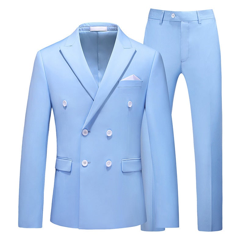 Suit, Wedding Dress, Suit, Cross-Border Foreign Trade Groomsmen Two-Piece Suit, Double-Breasted Lapel Collar Formal Wear - Image 1
