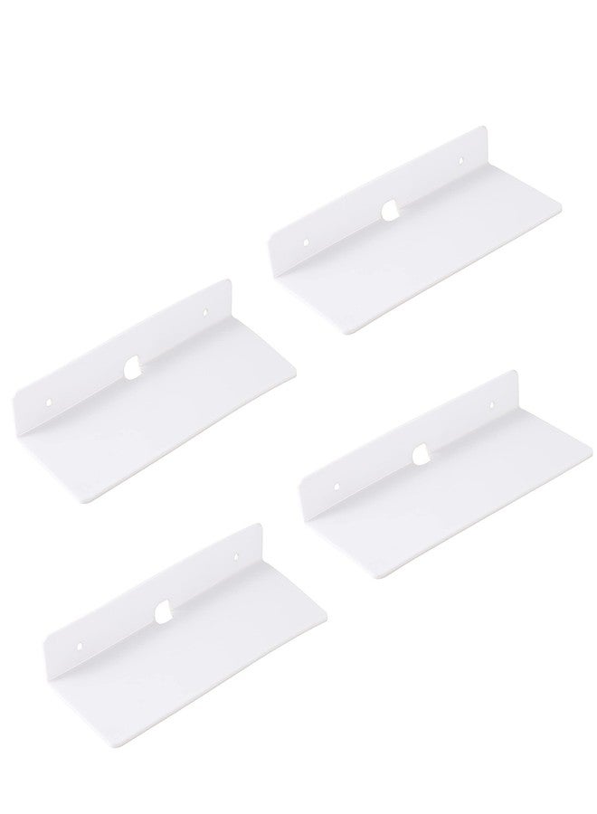 IEEK 9 Inch Acrylic Floating Shelves Set of 4,Small Wall Display Shelf for Bluetooth Speakers/Security Cameras/Nintendo Switch/Action Figures,Damage-Free Wall Shelves Stick-On Shelf,White - Image 1