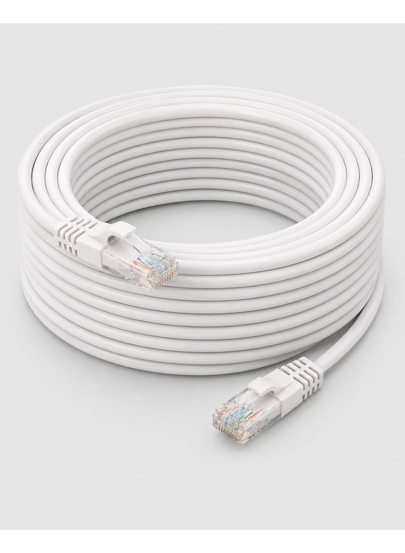 فوجيشكا كابل FUJISHKA من النحاس النقي بنسبة 100% من نوع CAT6 لأجهزة الراوتر والكمبيوتر - أبيض، 30 متراً - Image 1