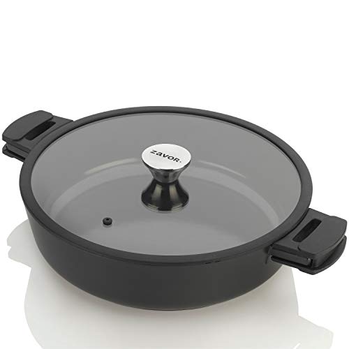 ZAVOR ZAVOR Noir 6 Qt Saut Pan  Premium Cast Aluminum with Titaniumbased Nonstick Ceramic Coating  Removable Handles  Ultra Lightweight  Oven  Induction Ready  Noir Collection ZCWNR37