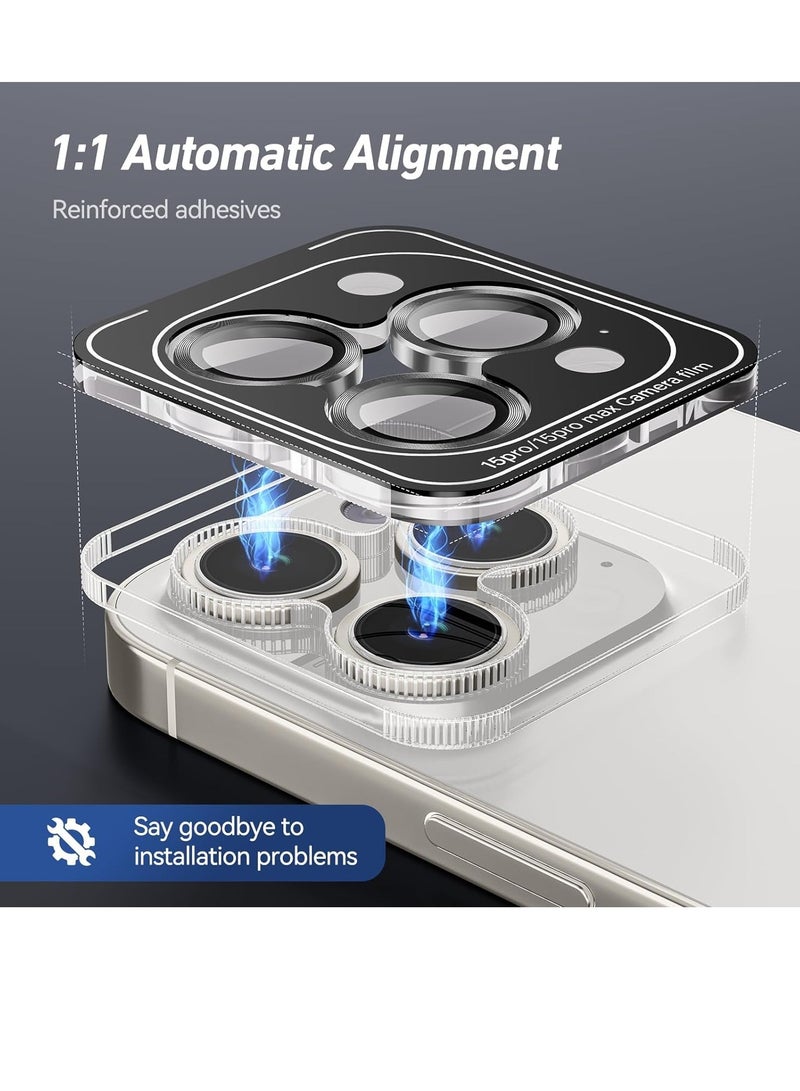 ELTRAZONE Camera Lens Protector for iPhone 15 Pro Max/15 Pro, 9H Tempered Glass Cover with Drop Protection and Scratch Resistance, Automatic Alignment, Night Shooting Mode Included - Image 2