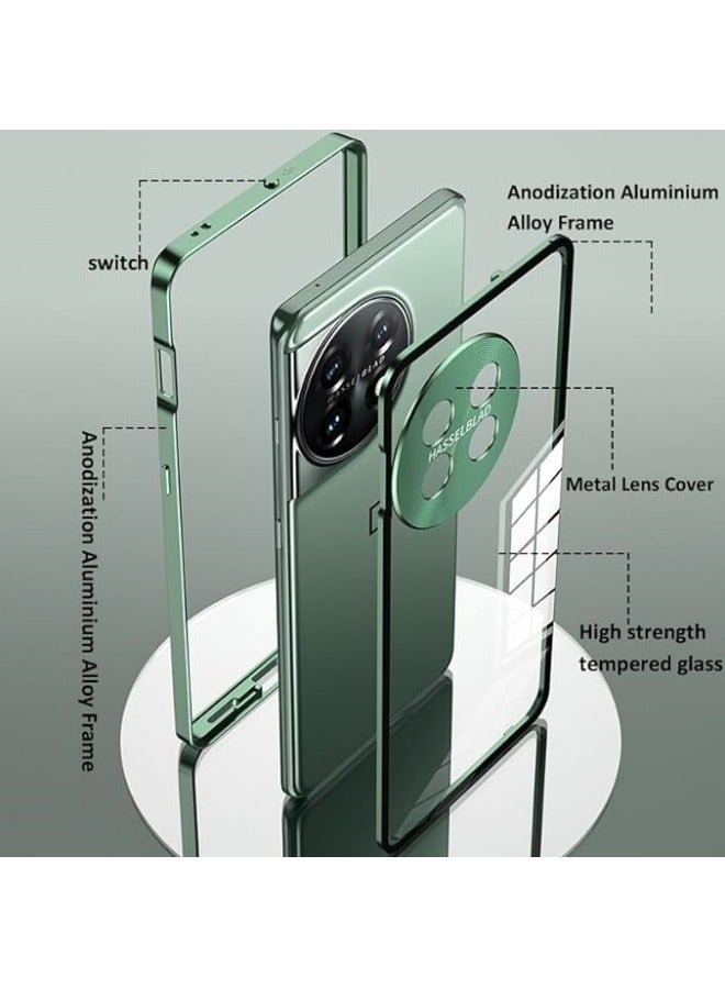 عام إطار معدني من سبائك الألومنيوم + غطاء خلفي من الزجاج المقسى متوافق مع Oneplus 12 5G وحافظة حماية عدسة الكاميرا. - Image 2