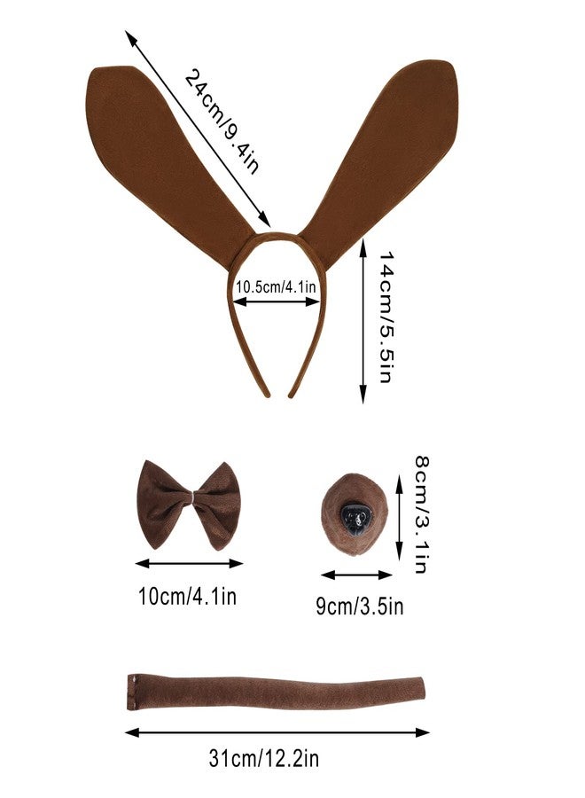 Jmkcoz Puppy Dog Costume Tutu Set Brown Dachshund Dog Ears Headband Bowtie Nose Tail Tutu Skirt Animal Costume for Halloween Cosplay Party - Image 2
