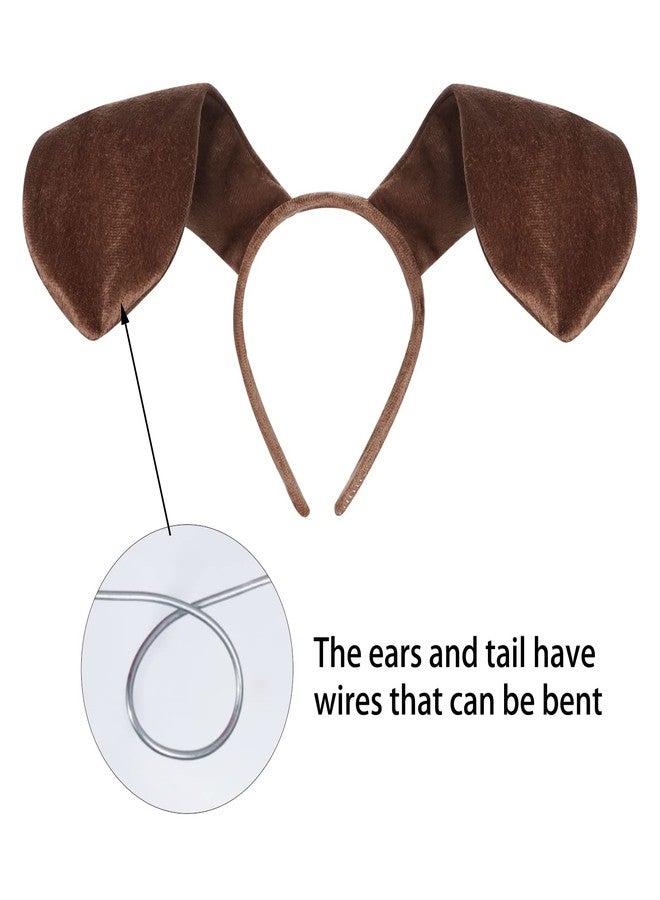 Jmkcoz Puppy Dog Costume Tutu Set Brown Dachshund Dog Ears Headband Bowtie Nose Tail Tutu Skirt Animal Costume for Halloween Cosplay Party - Image 5
