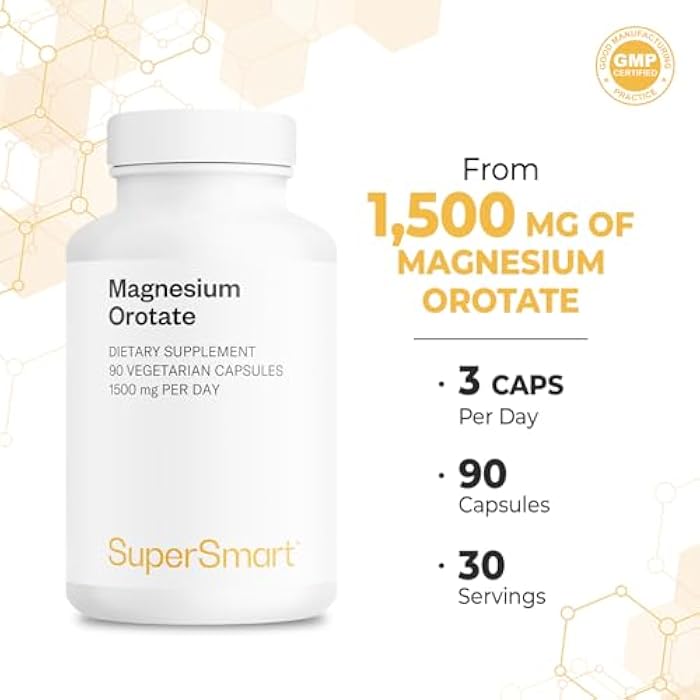 SuperSmart Magnesium Orotate 1500mg per Day - High Absorption Magnesium Supplement | Non GMO & Gluten Free - 90 Vegetarian Capsules - Image 5
