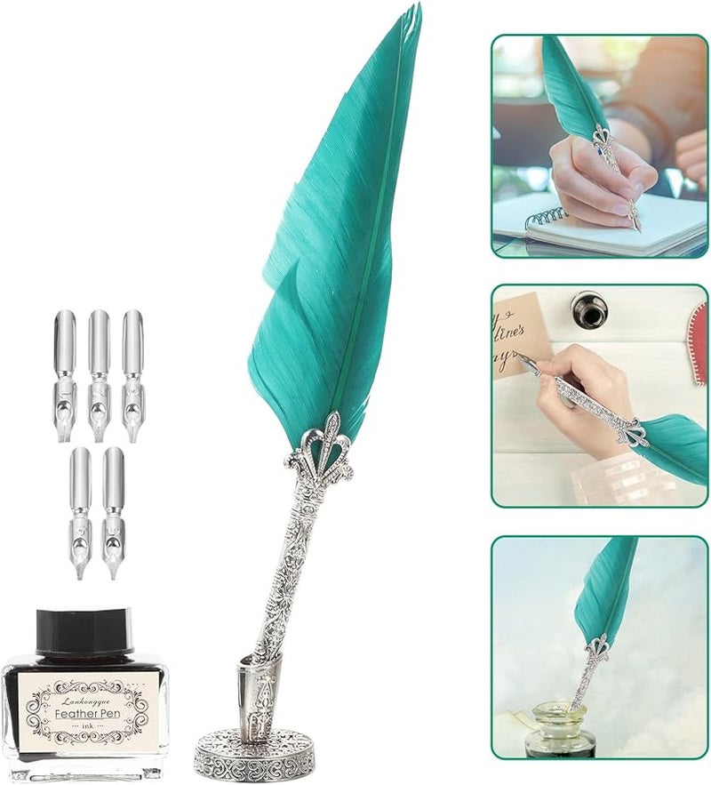 قلم ريشة طبيعي بأسلوب كلاسيكي للخط السلس وكتابة التوقيع - Image 3