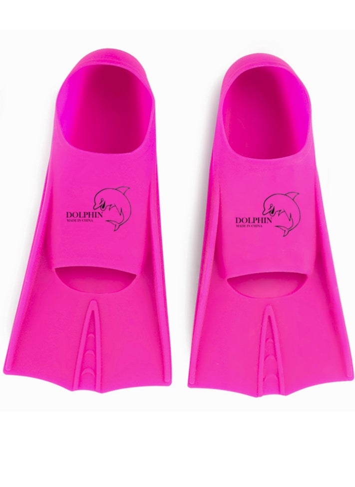 Dolphin - Silicone Swim Training Short Fins Size S (33-35), Pink - Image 1