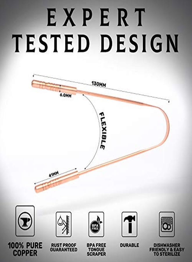 MasterMedi Copper Tongue Scraper With Travel Case - 2 Pack, All Natural Ayurvedic Tongue Cleaner, Banishes Bad Breath And Maintains Oral Hygiene, Great Grip With Non-Synthetic Handle - Image 3