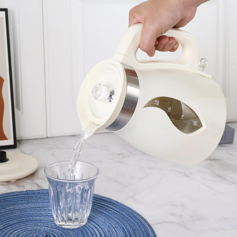 2200W Glass Electric Kettle,1.8L Borosilicate Glass Water Boiler with Automatic Shut-Off, 360° Rotating Base, Detachable Lid, and Transparent Design for Safe and Efficient Boiling (Glass 1.8L White) - Image 2