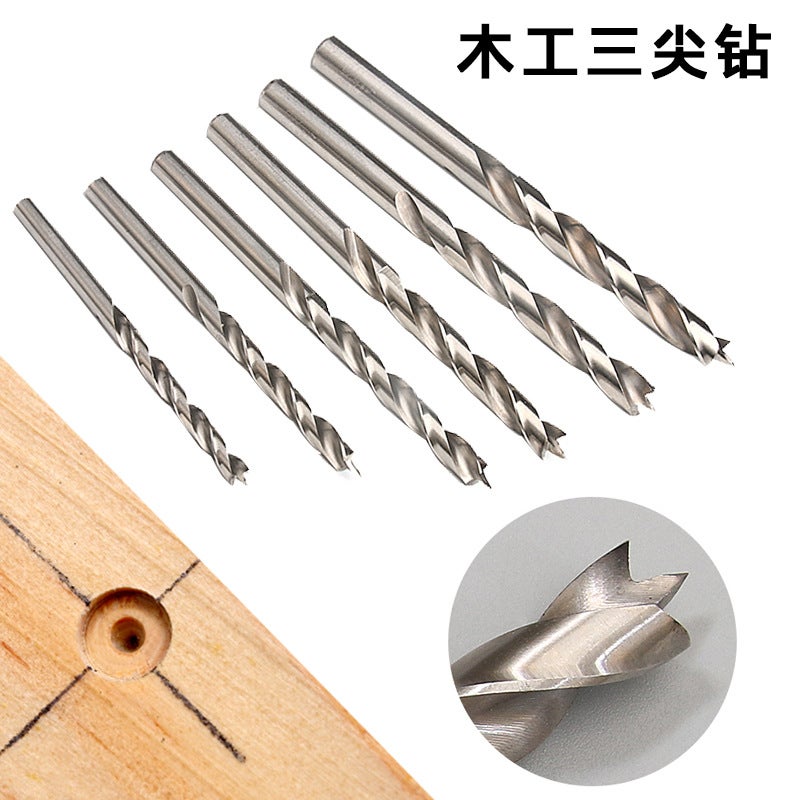 Full grinding three-point drill high speed steel step drill twist drill positioning hole opener impact drill woodworking tools 5mm 5mm