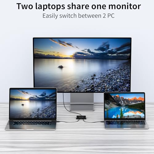 MLEEDA مفتاح USB C ، مفتاح USB C ثنائي الاتجاه لجهازين كمبيوتر ، مفتاح KVM من MLEEDA USB Type C بدقة 8K@60Hz و 4K@120Hz لنقل الفيديو / بيانات 10Gbps / شحن 100W ، متوافق مع أجهزة Thunderbolt ، كابلات USB-C مشمولة - Image 2