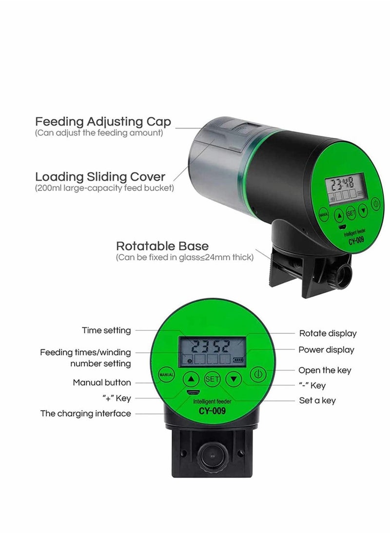 Automatic Fish Feeder Large Capacity Lithium Battery for Aquarium Tank with LCD Display Food Dispenser Timer USB Charger