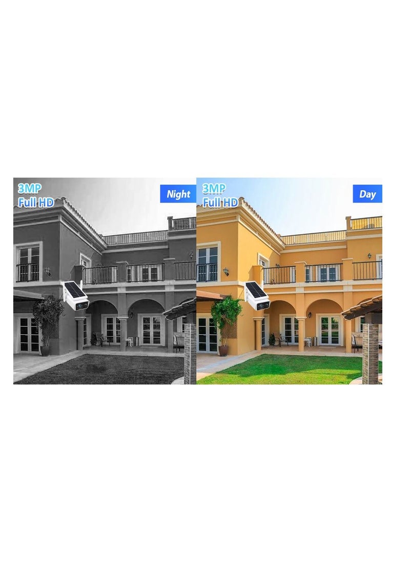 ماركة غير محددة - كاميرا لاسلكية شمسية واي فاي 4 ميجابكسل HD خارجية بالرصاص IP كاميرا تعمل بالبطارية تطبيق iCSee كاميرا ذكية لأمن المنزل كشف PIR - Image 1