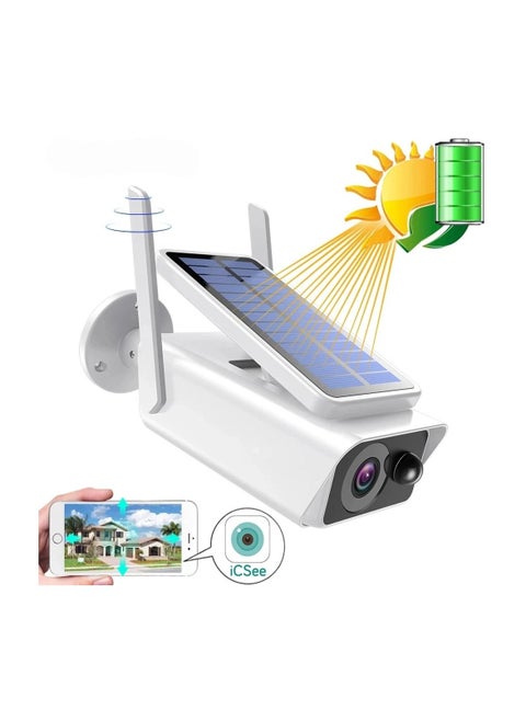 Wireless Solar WiFi Camera 4MP HD Outdoor Bullet IP Camera iCSee APP Battery Powered Smart Home Security Camera PIR Detection