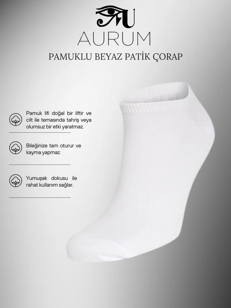 اورومي 12 Pairs Cotton Men - Women White Ankle Booties Socks Running and Walking Socks