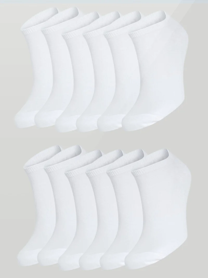اورومي 12 Pairs Cotton Men - Women White Ankle Booties Socks Running and Walking Socks