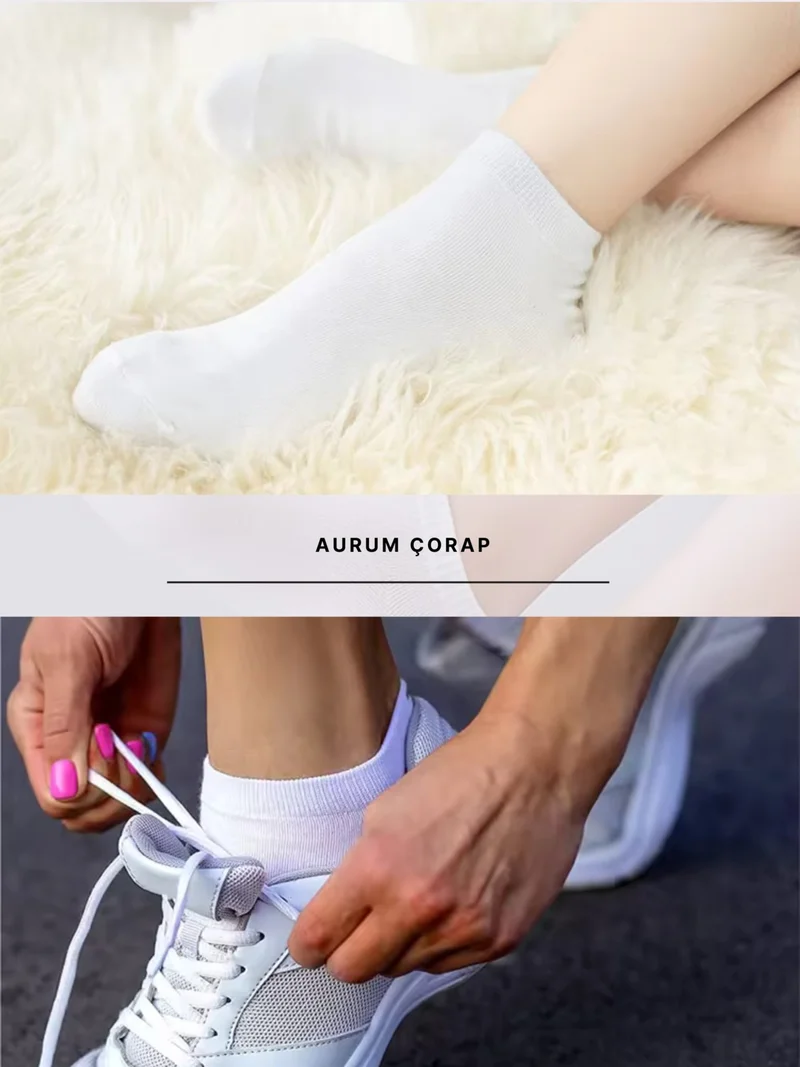 اورومي 12 Pairs Cotton Men - Women White Ankle Booties Socks Running and Walking Socks