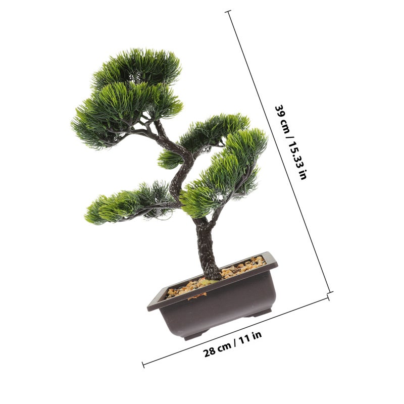 Artificial Bonsai Faux Potted Plant Desk Display Fake Pot Ornaments - Image 2