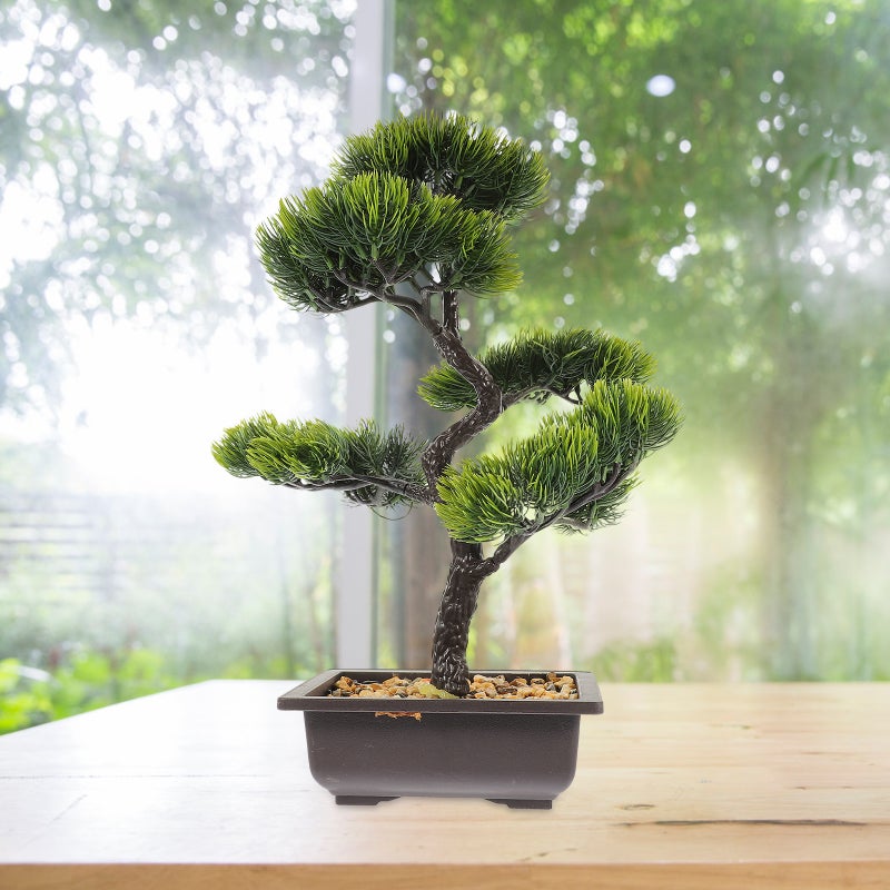 Artificial Bonsai Faux Potted Plant Desk Display Fake Pot Ornaments - Image 4