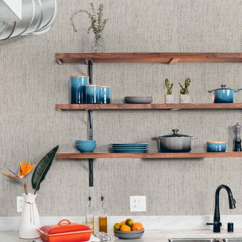 WADILE Grasscloth Peel and Stick Wallpaper 15.7in x 78.7in, Textured Contact Paper for Cabinets, Faux Linen Wall Paper Pull and Stick, Fabric Vinyl Wallpaper Self Adhesive Gray Yellow - Image 5