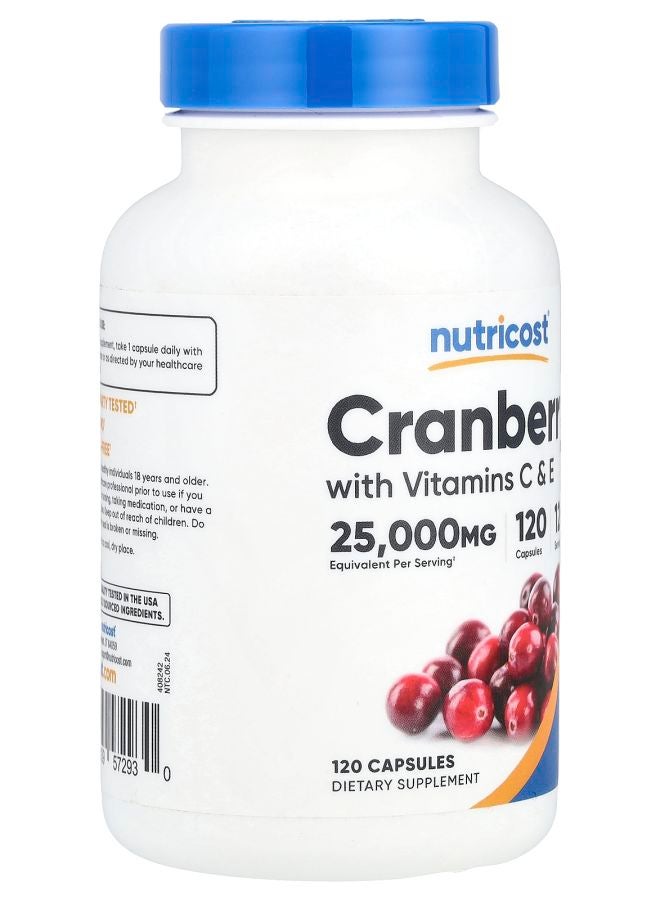 Nutricost Cranberry with Vitamins C & E 120 Capsules - Image 2