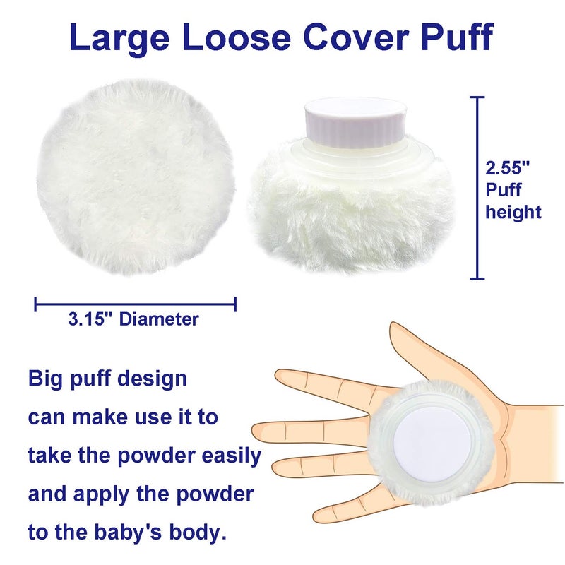 Aurasin حاوية مسحوق الجسم للتخزين، كبيرة 3.5 بوصة، علبة مسحوق الجسم بعد الاستحمام، عناية بالطفل، علبة مسحوق الوجه/الجسم، حاوية مسحوق تجميل مع مقبض يد (أبيض) - Image 4