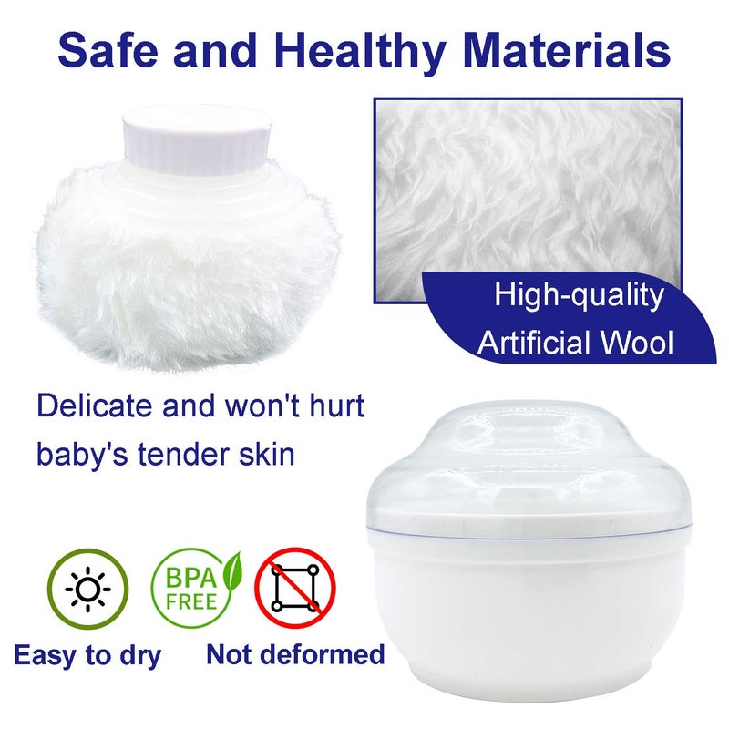 Aurasin حاوية مسحوق الجسم للتخزين، كبيرة 3.5 بوصة، علبة مسحوق الجسم بعد الاستحمام، عناية بالطفل، علبة مسحوق الوجه/الجسم، حاوية مسحوق تجميل مع مقبض يد (أبيض) - Image 2