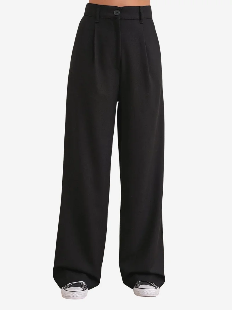Mixray Black Mixray High Waist Palazzo Pants with Pockets for Women | Best Price UAE
