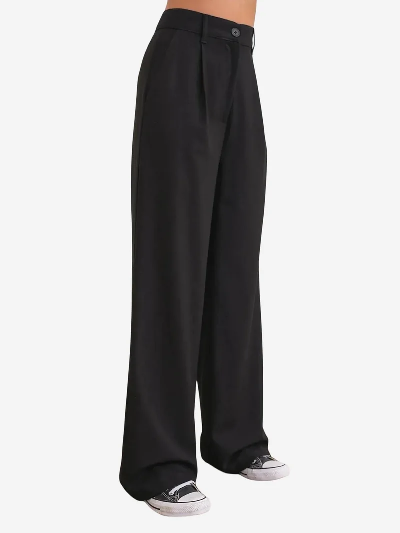 Mixray Black Mixray High Waist Palazzo Pants with Pockets for Women | Best Price UAE