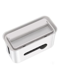 Generic Cable Management Box, Cord Organizer Box, Large and Medium Size Cord Box, Cord Hider Box with The Groove to Store The Chargers and Cable to Hide Surge Protector Cover on Desk or Floor (White)  - Image 1
