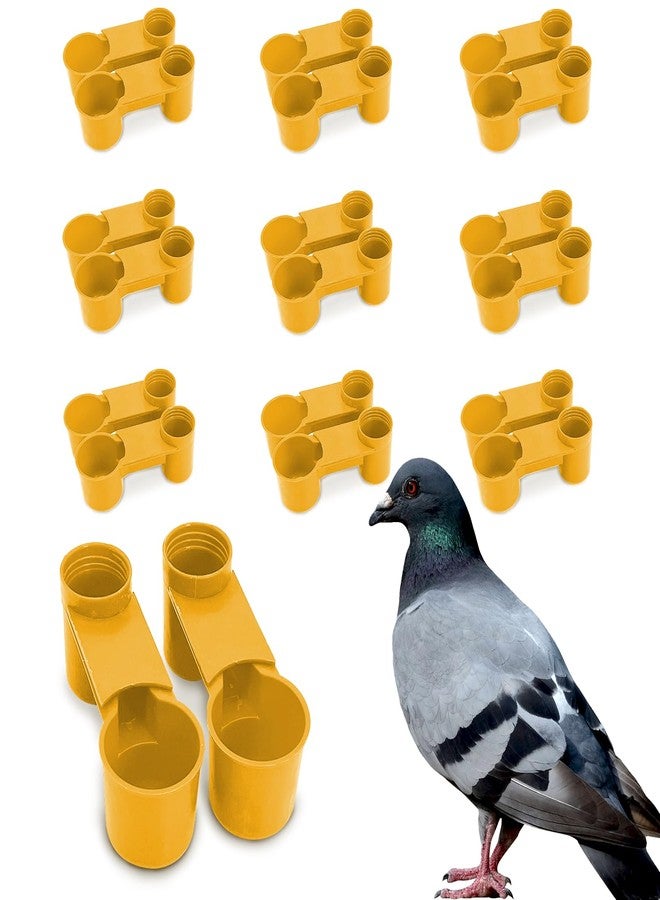 كاثسون مجموعة كاثسون المكونة من 20 قطعة من أكواب الشرب البلاستيكية للطيور، مثالية للدجاج والحمام والطيور، مع أحواض تغذية الحيوانات (أصفر). - Image 1
